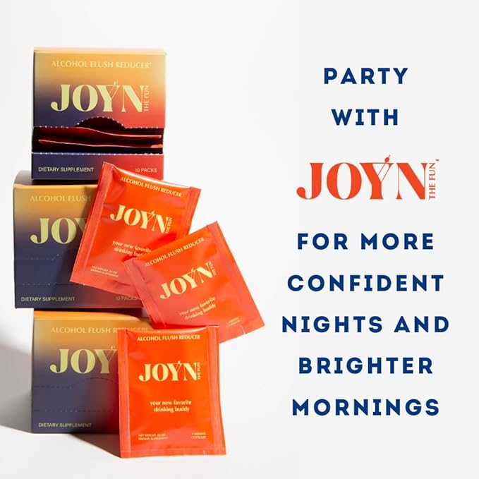 JOYN Supplement for Alcohol Flush Prevention Detox Liver Support Asian Glow Relief | Feel Better Before &amp After Drinking | Vitamin with DHM Milk Thistle Glutathione Vitamin B12 | 10 Servings