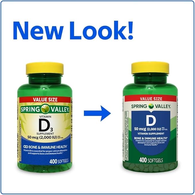 BeSpring Valley Vitamin D3 50 mcg (2000IU) 400 Count