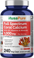 NusaPure Coral Calcium with 22 Vitamins &amp Minerals Non- GMO - 1000 mg - 240 Caps