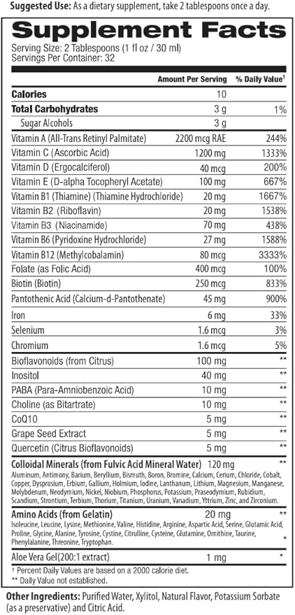 Mega Liquid Multivitamin | 32 Fl.oz (960ml) | Easy to Consume Daily Use Multivitamin Liquid | Nutrition &amp Immune Support | Packed with Vital Nutrients for All