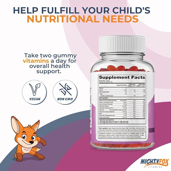 Iron Gummies for Kids – Non-GMO Kids Vitamins with Iron - Gluten-Free Kids Gummy Vitamins - Chewable Kids Iron Supplement with Vitamin A B3 B5 B6 B12 and Zinc for Kids Nutrition 5Pack 500 Count