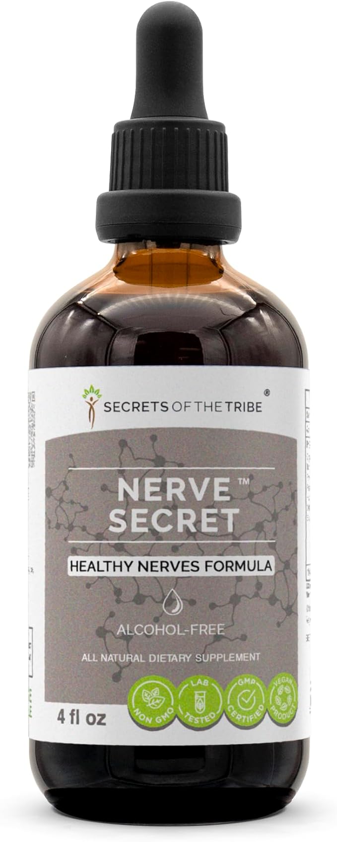 Nerve Secret Alcohol-Free Extract Turmeric Feverfew Passionflower Hawthorn Skullcap. Glycerite Tincture Healthy Nerves Formula (4 fl oz)
