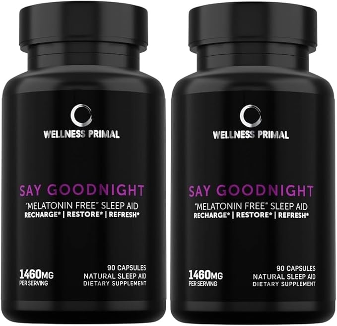 Melatonin Free Sleep Aid Supplement for Longer Restful Sleep &amp Stress Relief w/Magnesium GABA L-Glycine L-Theanine Apigenin Taurine &amp Zinc (180 Vegan Capsules) (2)