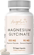 Magnesium Glycinate 830mg | 90mg Elemental Magnesium 90 Capsules High Absorption (Vegan Friendly Non Buffered Gluten Free Non-GMO) by Angelic Nutrients