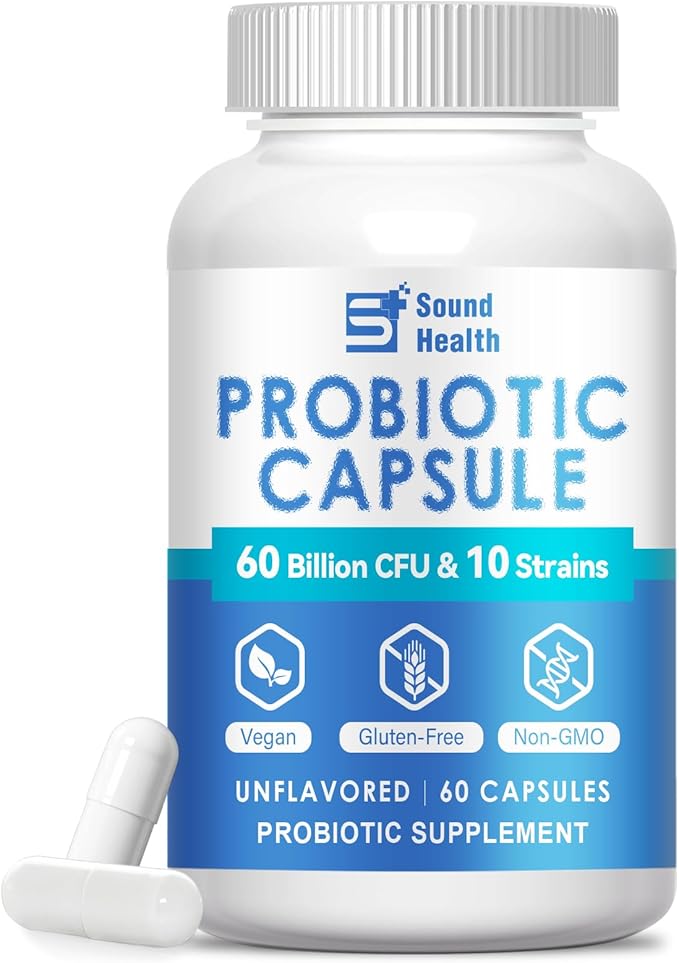 Probiotics with Prebiotics for Women &amp Men Digestive &amp Gut Health Vegan Capsules Non-GMO Gluten &amp Dairy Free