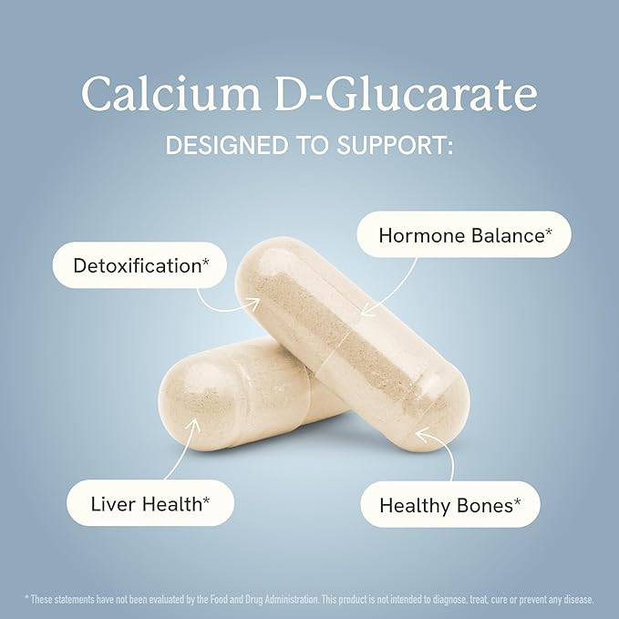 Calcium D-Glucarate | 500MG | CDG for Liver Detox and Cleanse Hormone Balance and Menopause Support | Calcium Supplement | Vegan Non-GMO Third-Party Tested | 90 Capsules (3-Month Supply)