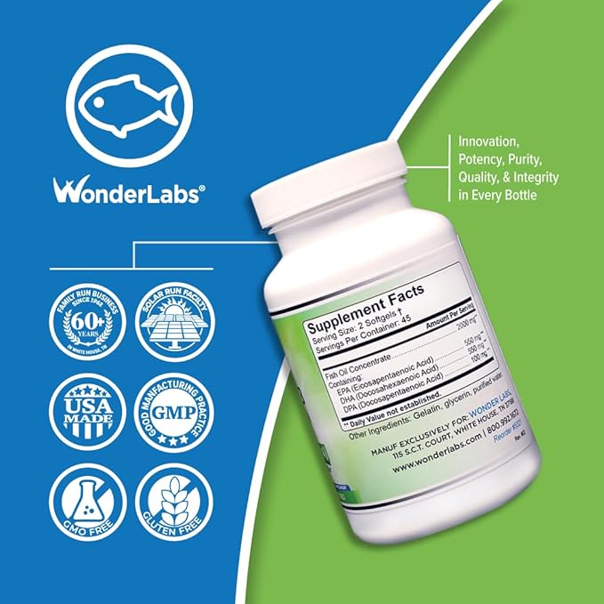 Atlantic Menhaden Fish Oil Omega-3 2000 mg Burpless Made in The USA Perfect Balance of EPA+ DHA + DPA 90 Softgels