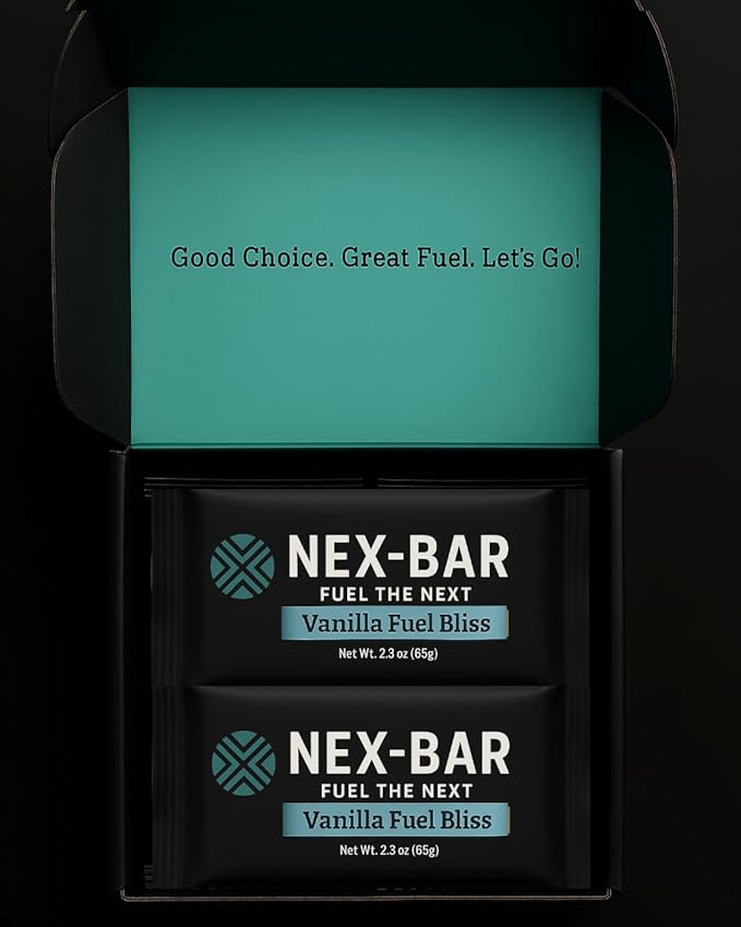 NEX-BAR Vanilla Fuel Bliss Protein Bars - 8 Pack (19G Protein) No Added Sugar No Artificial Sweeteners
