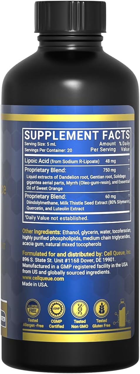 Liver Sauce - Liposomal Liver Detox with Milk Thistle DIM Quercetin Lipoic Acid and Dandelion Root Supplement - Supports Bile &amp Toxin Momentum