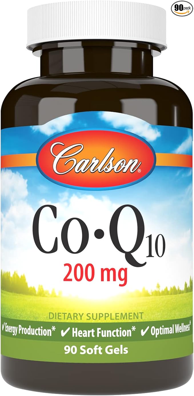 Carlson - Co-Q10 Co-Enzyme Q10 200 mg Energy Production &amp Heart Function 90 Softgels