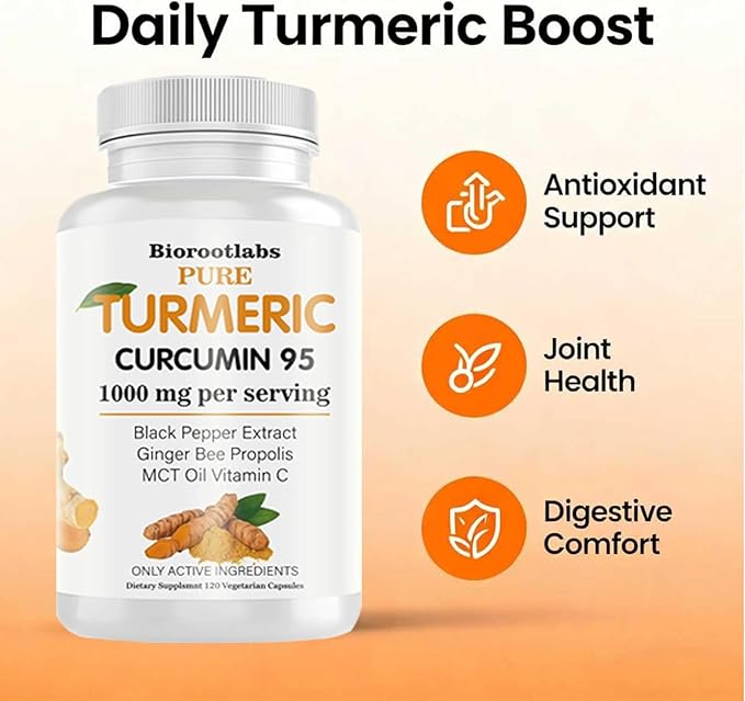 Turmeric Curcumin Supplement - 95% Curcuminoids with Bee Propolis Ginger &amp Black Pepper - Enhanced with Vitamin C (1pc)
