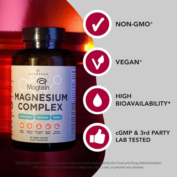 AMANDEAN Premium Magnesium Complex &amp Marine Collagen Bundle. High-Absorption Magnesium Threonate Glycinate &amp Malate. Wild-Caught Hydrolyzed Fish Collagen Protein. Support Quality Sleep Skin