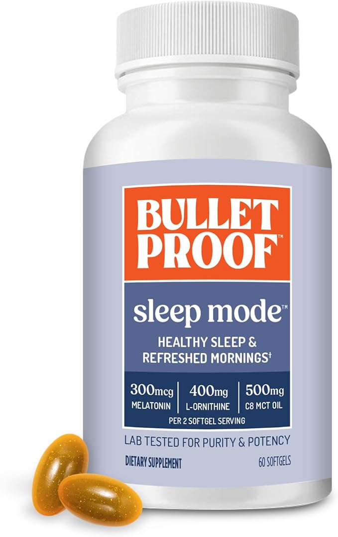 Bulletproof Sleep Mode Softgels 60 Count Supplement with Brain Octane C8 MCT Oil to Support Sleep