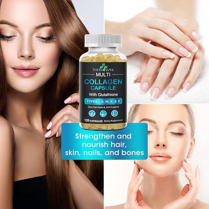 Complete Multi Collagen Complex – Types I II III V &amp X + Biotin &amp Vitamin C – Hair Skin Nails &amp Joint Support 2 Month Supply 120 Softgels