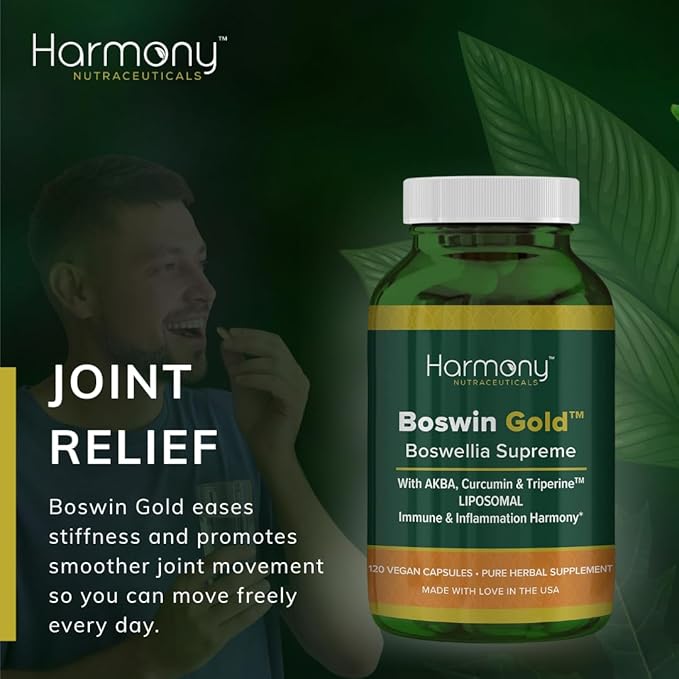 Harmony Nutraceuticals Boswin Gold Liposomal - Highest Potency Maximum Bioactivity Dr. Gumman's Clinical Grade Synergized with Turmeric &amp Triperine