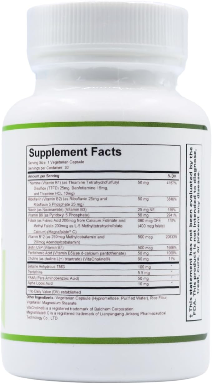 NATURE'S ABILITY Methyl B Complex - Methylated B Vitamins with Folate &amp B12 - Supports MTHFR Energy &amp Metabolism - 30 Vegetarian Capsules