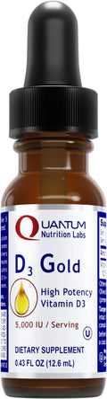 QNL D3 Gold - Vitamin D Liquid Drops - Bone Strength Supplement - Offers Cardiovascular &amp Immune Support - Premium Health &amp Wellness Product - 0.43 fl oz