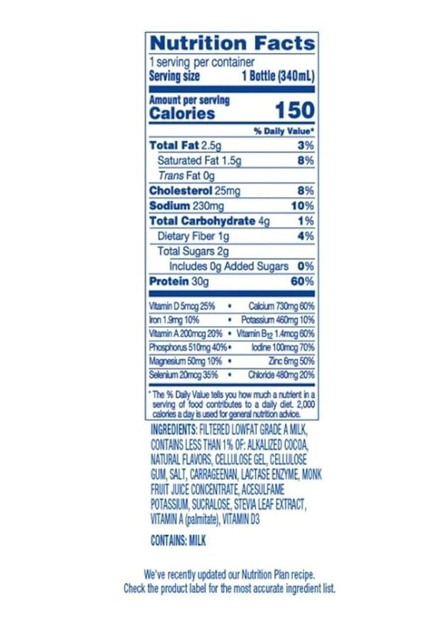 High-Protein Nutrition Shake – 30g Protein 2g Sugar 150 Calories 8 Essential Vitamins &amp Minerals Chocolate Flavor 11.5 fl oz (18 Pack)