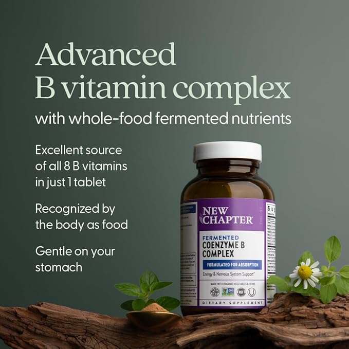 New Chapter Vitamin B Complex Fermented Coenzyme B Complex Rich in Vitamin B12 + Vitamin B6 + Biotin + Made with Organic Ingredients - 90 ct