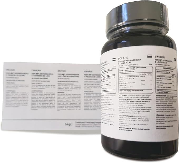 KSM-66 Ashwagandha and Lions Mane Tablets - High Strength 2200mg | KSM-66 Ashwagandha Root Extract and Lions Mane Mushroom Extract - 120 Vegan Tablets with Black Pepper - UK Made by Prowise