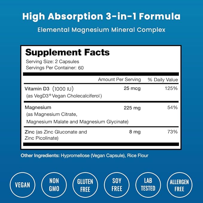 NutraChamps Magnesium Zinc &amp Vitamin D3 Capsules and Digestive Enzymes Capsules 2 Pack Bundle