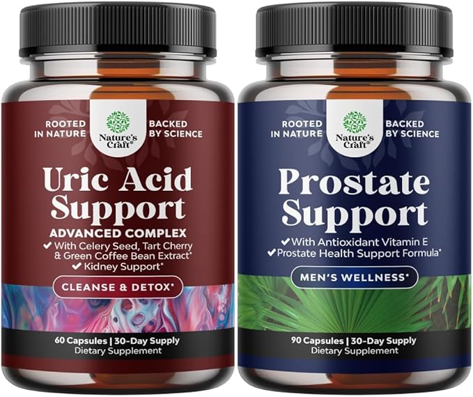 Bundle of Green Coffee Bean Extract for Uric Acid Cleanse &amp Detox with Turmeric Tart Cherry &amp Celery Seed and Herbal Prostate Supplement for Men Beta Sitosterol &amp Green Tea for Urinary Tr