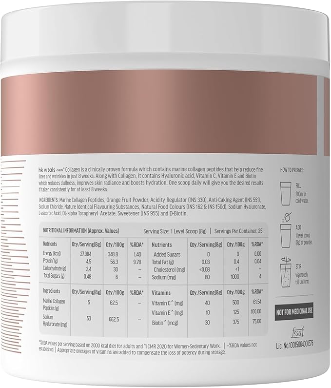 Skin Radiance Marine Collagen Supplement (Mixed Fruit 200g) | with Vitamin C E Sodium Hyaluronate | for Healthy Skin Hair &amp Nails