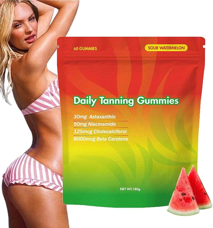 Tanning Gummies Daily Tanning Gummies Natural Tanning Supplement with Astaxanthin Lycopene &amp Beta Carotene 30-Day Supply for Skin Health &amp Glow