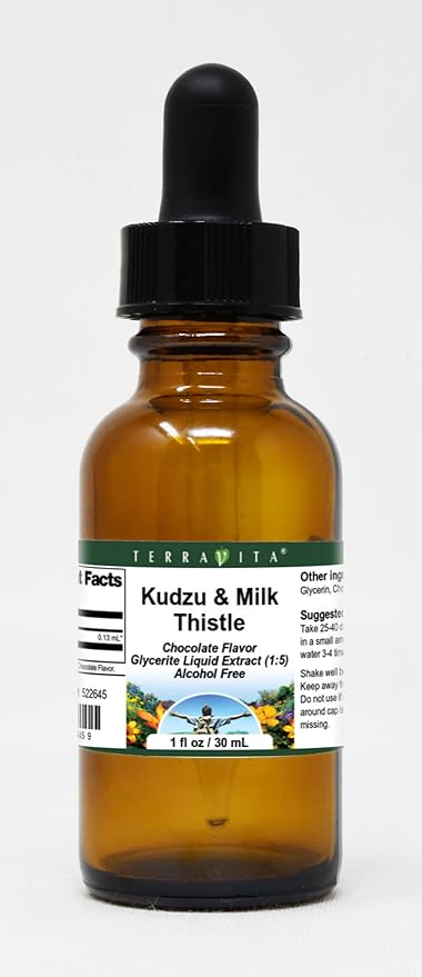 Kudzu &amp Milk Thistle Glycerite Liquid Extract (1:5) - Chocolate Flavored (1 oz ZIN: 522645) - 3 Pack