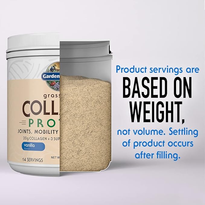 Garden of Life Grass Fed Collagen Protein Powder - Vanilla 14 Servings Powder for Joints Mobility Muscle Repair Collagen Peptides + Super Seeds + Coconut MCTs Keto Supplement