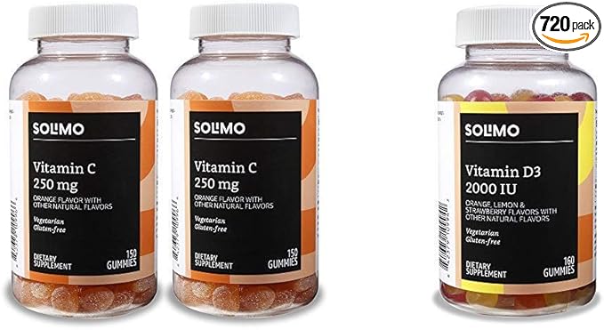 Amazon Basics Vitamin C and Vitamin D3 Gummies Bundle (2 Packs)