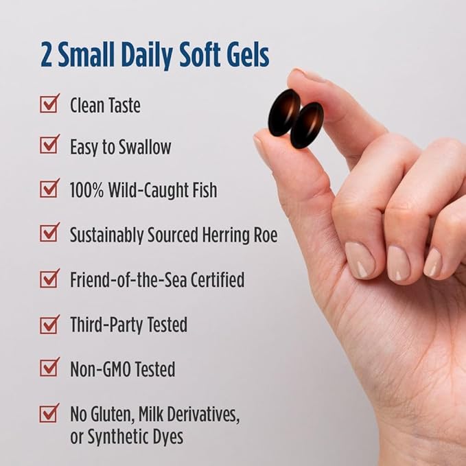 Nordic Naturals Omega-3 Phospholipids Unflavored - 60 Soft Gels - 500 mg Omega-3 &amp 350 mg Phospholipids - Heart &amp Brain Health - Small Easy-to-Swallow Soft Gels - Non-GMO - 30 Servings