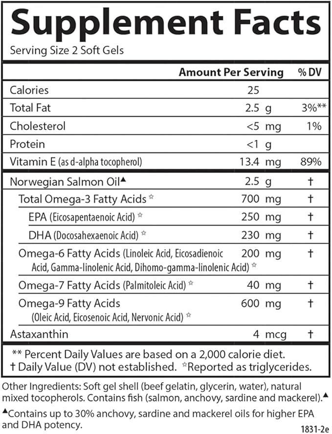 Carlson - Salmon Oil Complete 700 mg Omega-3s + Astaxanthin Cardiovascular Support Brain Function &amp Joint Health 120 soft gels