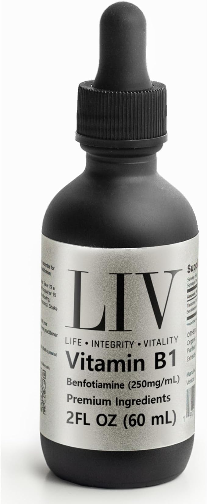 LIV Vitamin B1 Liquid – Thiamine &amp Benfotiamine Supplement for Glucose Metabolism &amp Nerve Support – Fast-Absorbing Liquid Drops – 60 mL