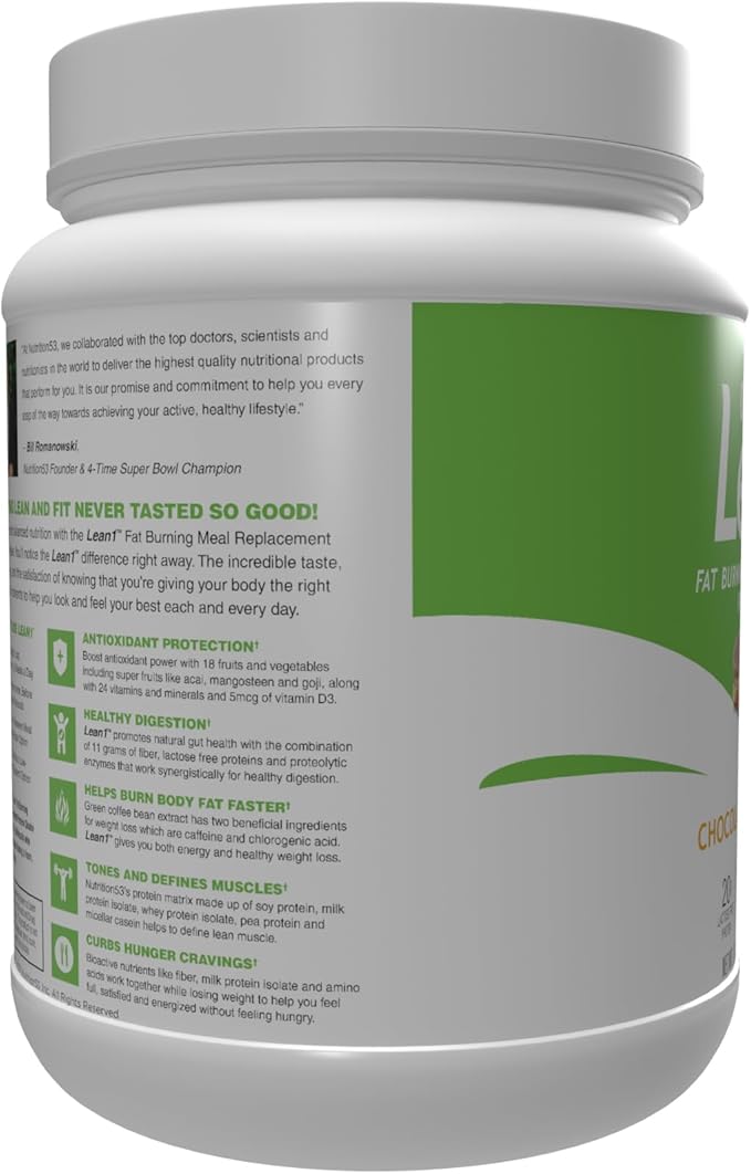 Lean1 Meal Replacement Protein Powder Chocolate Peanut Butter Flavor 15-Serving Tub.