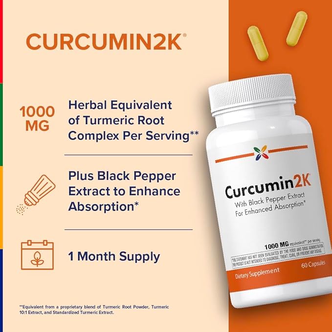 Stop Aging Now - Turmeric Curcumin Supplement - with Black Pepper - 60 Capsules