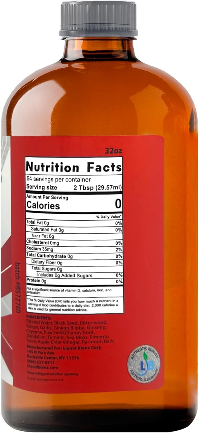 Black Seed Bitters with Moringa &amp Turmeric | Botanical Herbal Blend | Crafted with Natural Ingredients | 32 fl oz