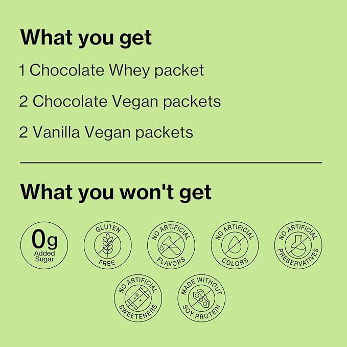 Shakeology 0g Added Sugar Sampler Pack Vegan &amp Whey Protein Powder Gluten Free Superfood Protein Shake with Supergreens Probiotics for Gut Health Adaptogens Vitamins 16g Protein per Serving
