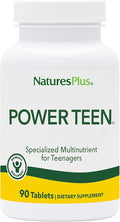 Natures Plus Source of Life Power Teen - 90 Vegetarian Tablets - Teen Multivitamin with Minerals &amp Whole Foods for Mental Focus Energy Booster - Gluten-Free - 45 Servings