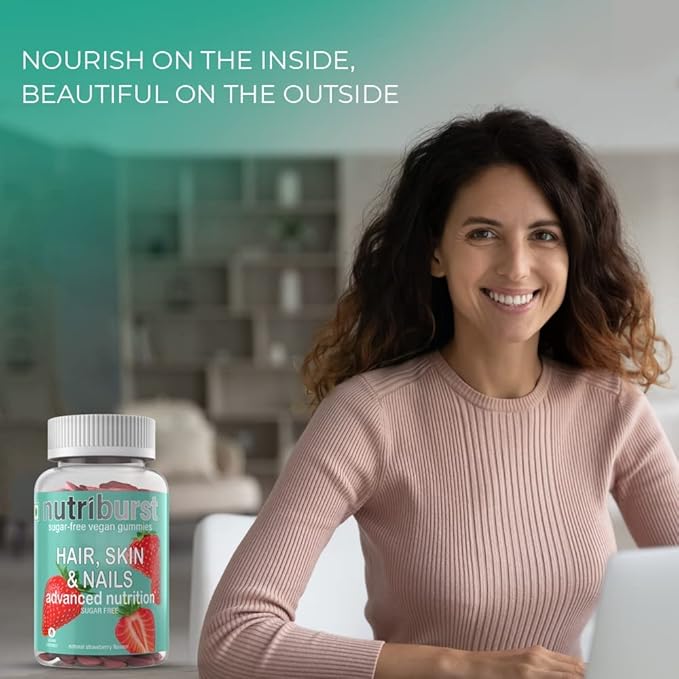 Ourtown Hair Skin &amp Nail | UKs Most Trusted Brand| Biotin Hair Gummies | for Healthy Skin Hair &amp Nails | Vegan and Sugar-Free M | Delicious Strawberry Flavored Gummies |Pack of 60