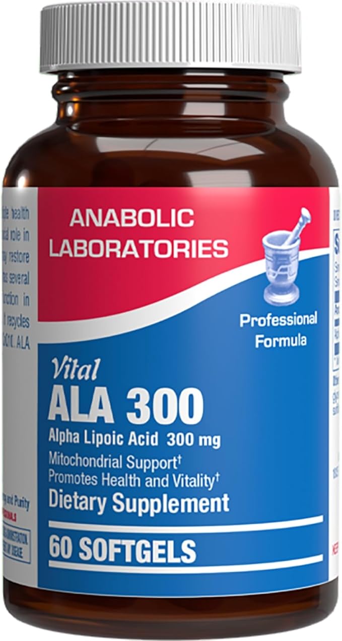 Alpha Lipoic Acid 300mg - Clinical Formula ALA Supplement for Liver Eye Brain Mitochondria Energy Antioxidant &amp Nerve Support - Non-GMO Soy Free &amp Easy to Swallow Softgels - 60 Servings