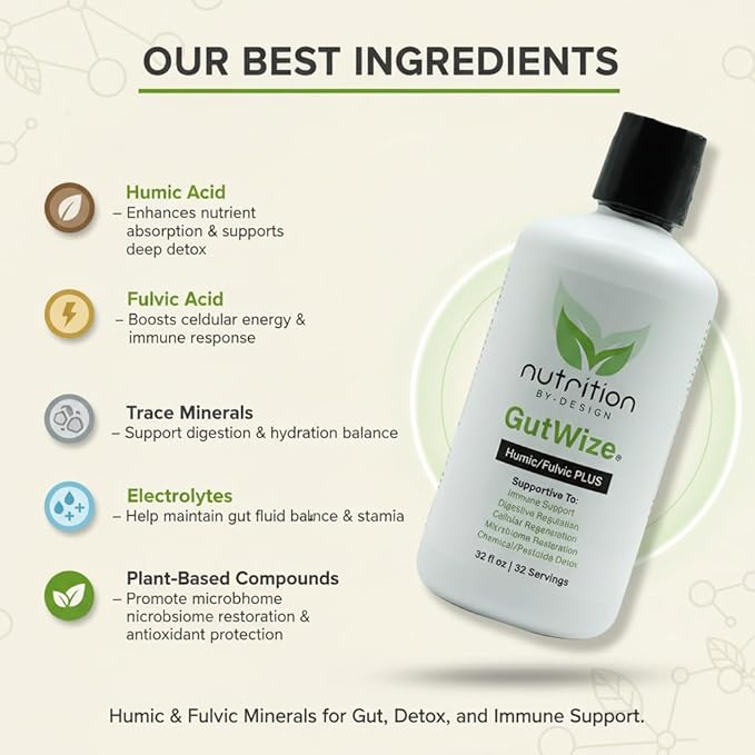Humic Fulvic Blend – Liquid Supplement for Gut Health &amp Digestive Balance – Natural Plant-Based Shelf-Stable Vegan Non-GMO – 32 fl oz