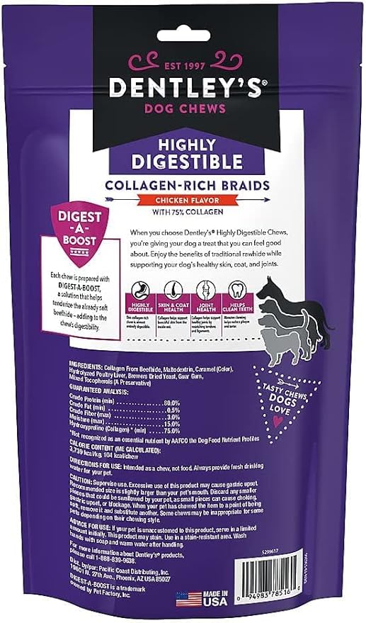 Dentleys Collagen Rich Braids Chicken Flavor 8 Count