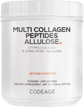 Codeage Multi Collagen Peptides Powder + Allulose - 5 Types - Grass-Fed Collagen - Rare Sugar Allulose Supplement - 0 Calorie Sweetener &amp 0 Carbs - 18 Amino Acids - Unflavored - Non-GMO - 30 Servi