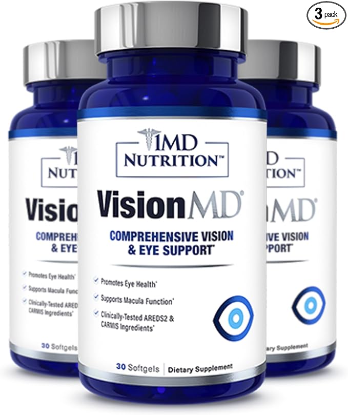 1MD Nutrition VisionMD Eye Vitamin CARMIS - with Lutein &amp Zeaxanthin | Supports Vision Health Everyday Eye Strain &amp Occasional Dry Eye | 90 Softgels (3-Pack)