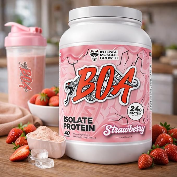BOA Isolate Protein with Vitamin B6 and Zinc - Low-Sodium Whey Protein Isolate 24g of Protein per Scoop - (Strawberry - 40 Servings)