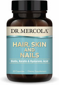 Dr. Mercola Hair Skin and Nails - Provides Biotin Keratin &amp Hyaluronic Acid - Premium Quality - Supports Healthy Aging - Non-GMO Gluten-Free &amp Soy-Free - 30 Capsules (30 Servings)