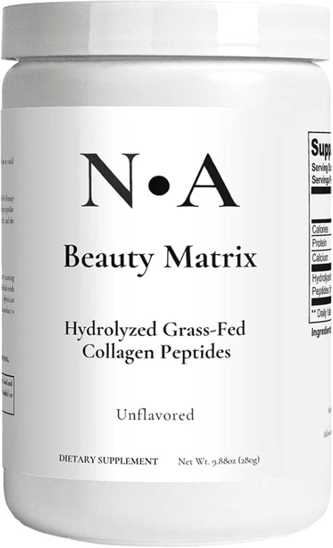 N•A Beauty Matrix Grass-Fed Hydrolyzed Collagen Peptides Powder - 20g Collagen Per Serving Type 1 &amp 3 for Skin Elasticity Hair Nails &amp Joint Support - Unflavored Gluten Free (9.88 oz / 280