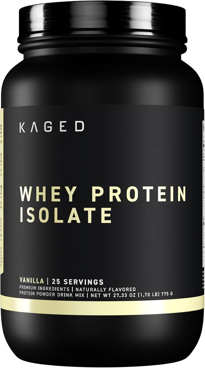 Kaged Whey Protein Isolate Powder | Vanilla | 100% Pure Low Lactose Whey | Post Workout Recovery Drink | Supports Muscle-Building | 25g per Serving | 41 Servings