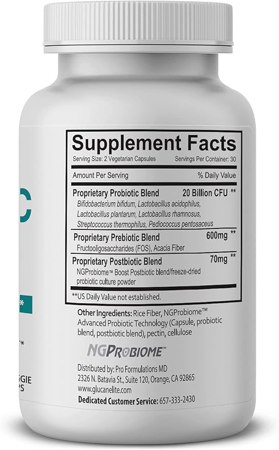 Pro Formulations MD Probiotic Elite – Synbiotic with FOS + Supernatant – 60 vcaps – Pre Post &amp Probiotic Digestive Support with 20 Billion CFU FOS Acacia Fiber &amp Freeze – Dried Culture Powd